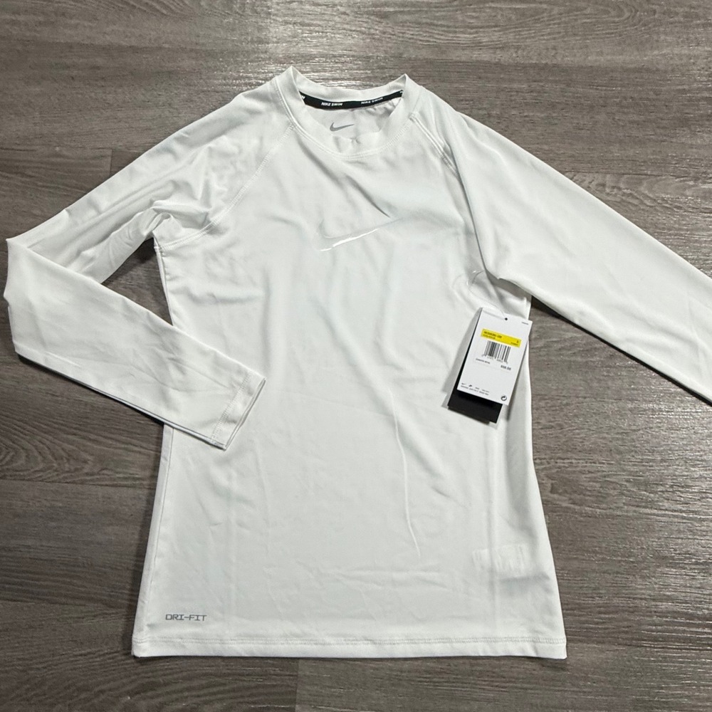 Nike Swim Essential Dri-FIT Long Sleeve Rash Guard White NESSG391-100 Small